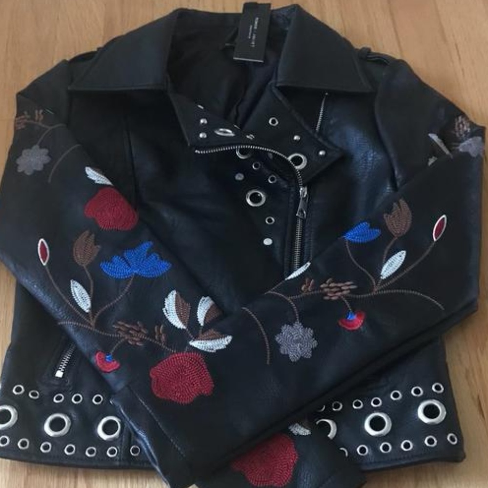 Romeo&Juliet Couture Embroidered Fx Leather Jacket - Picture 5 of 5